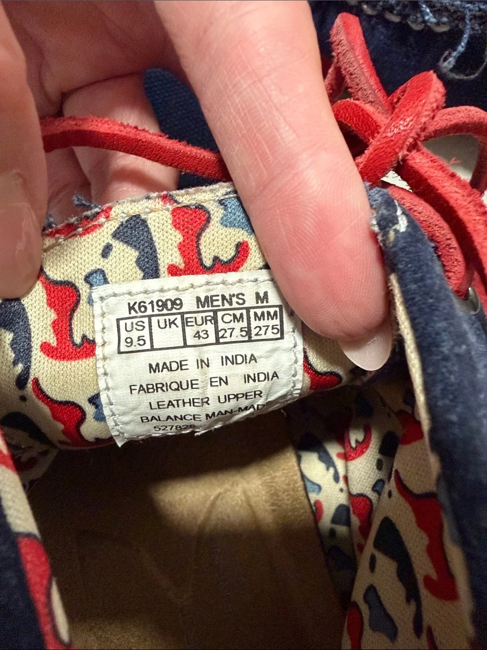 Men’s Navy Blue and Red High-Top Boat Shoes